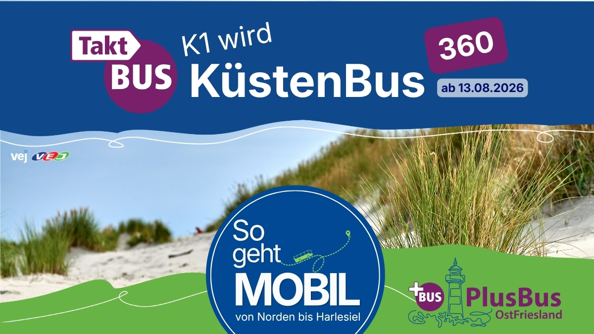 Neuer TaktBus OstFriesland KüstenBus 360 von Norden nach Harlesiel