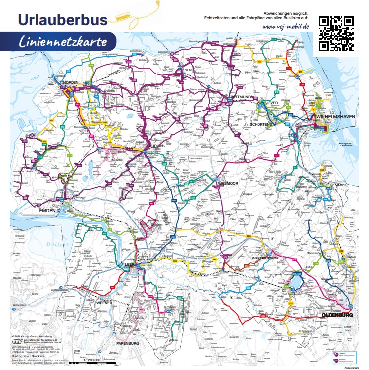 Urlauberbus Ostfriesland Liniennetzkarte