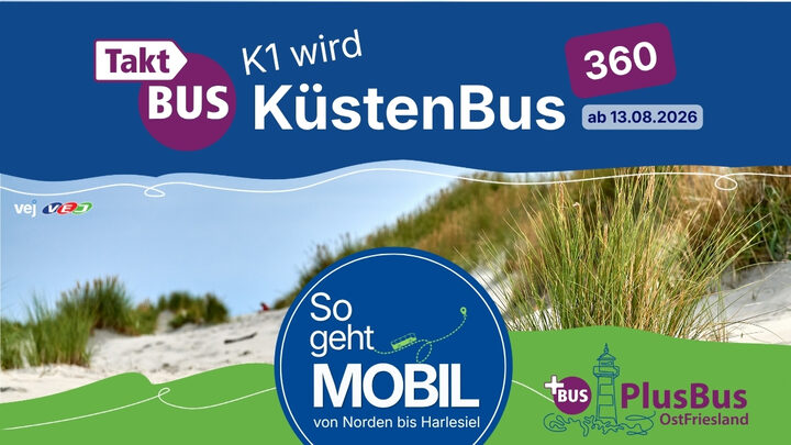 Neuer TaktBus OstFriesland KüstenBus 360 Neuer TaktBus OstFriesland KüstenBus 360 von Norden nach Harlesiel