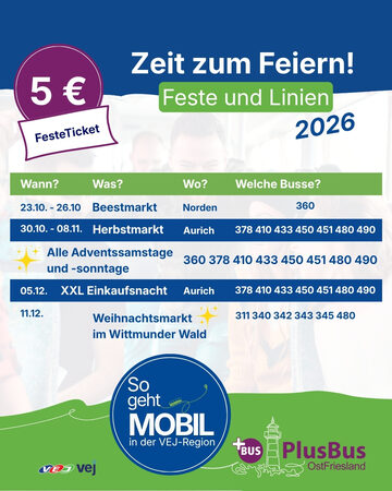 5 Euro FesteTicket Termine und Buslinien 5 Euro FesteTicket Termine und Buslinien
